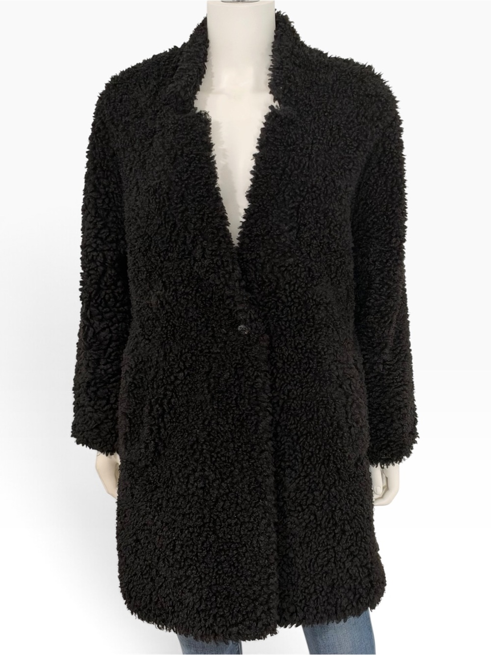Zara Black Teddy Sherpa Faux Fur Jacket